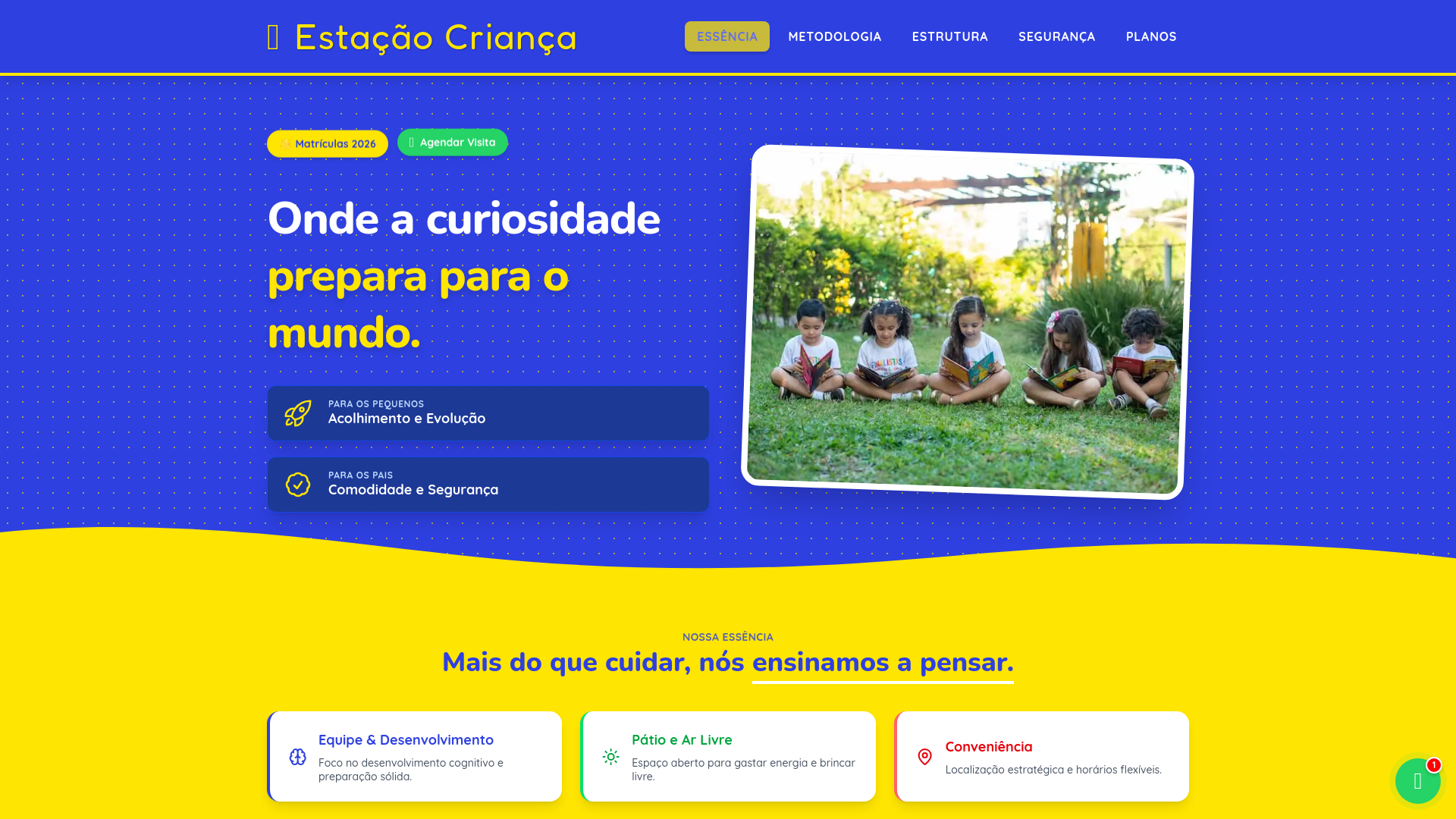 website screenshot of https://estacaocriancaoficial.com.br
