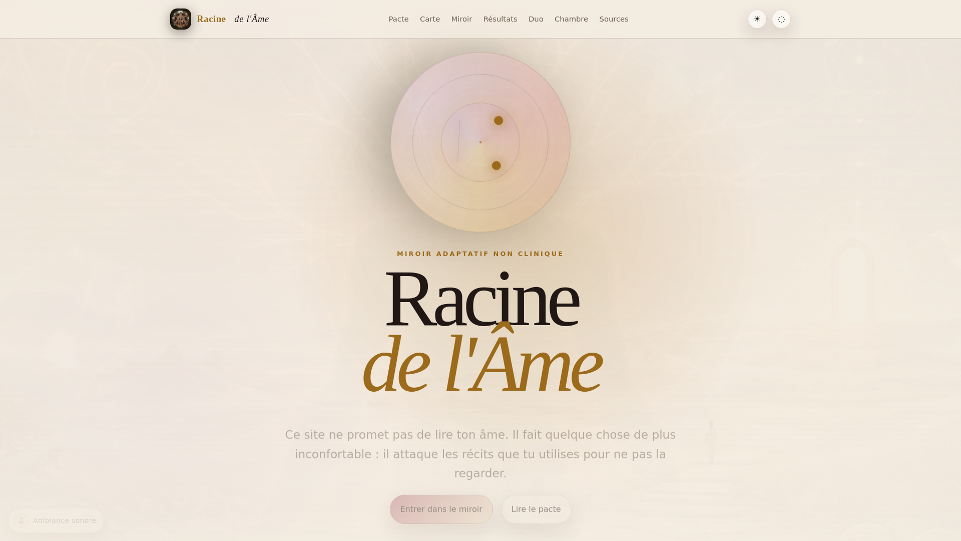 website screenshot of https://racinedelame.fr/