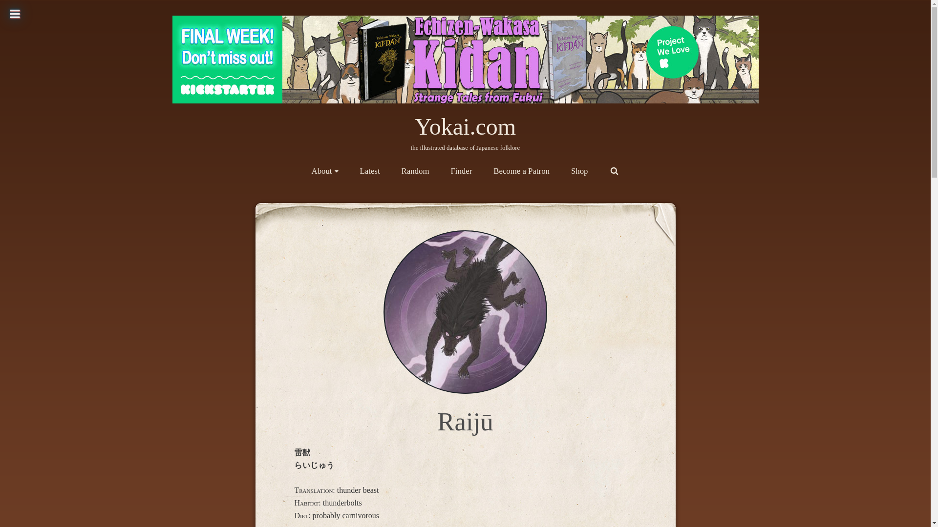 website screenshot of https://yokai.com/raijuu/?srsltid=AfmBOoptbesSV-ccNpgAuCLPyjIl2QGCJP9vxMEwxjQcY3tGL5W9wb9x