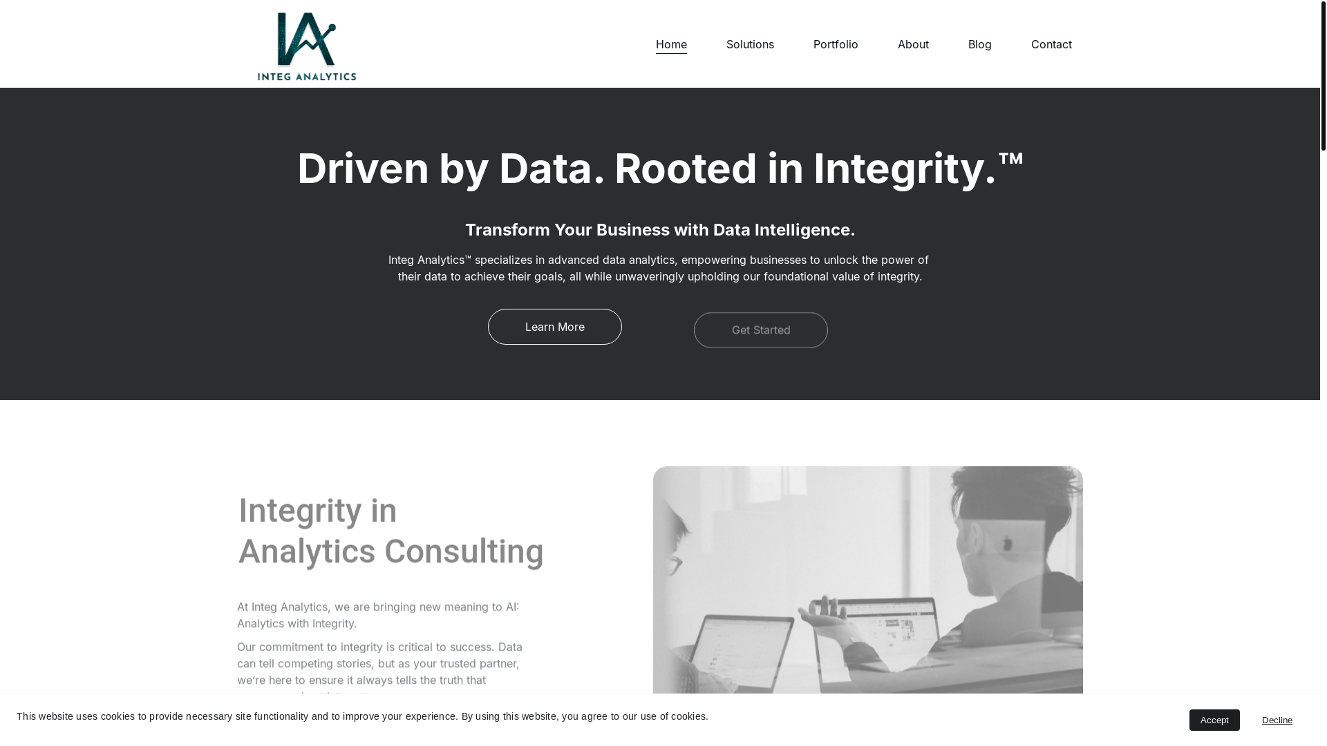 website screenshot of https://integanalytics.org/