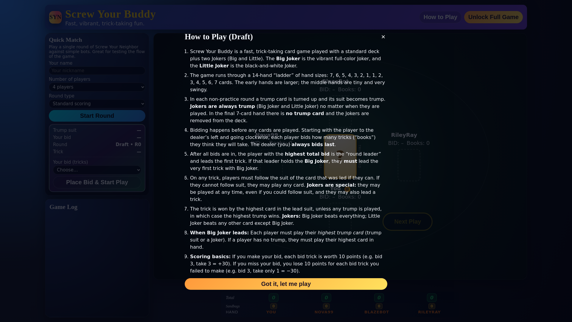 website screenshot of https://screwyourbuddygame.com/