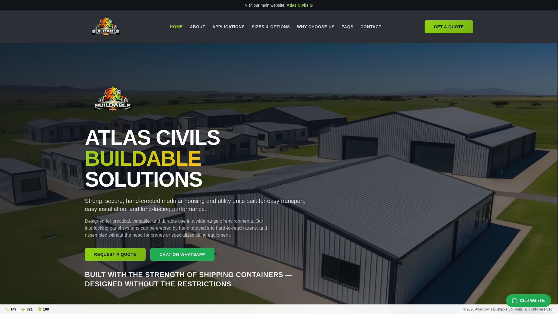 website screenshot of https://atlascivilsbuildable.co.za/