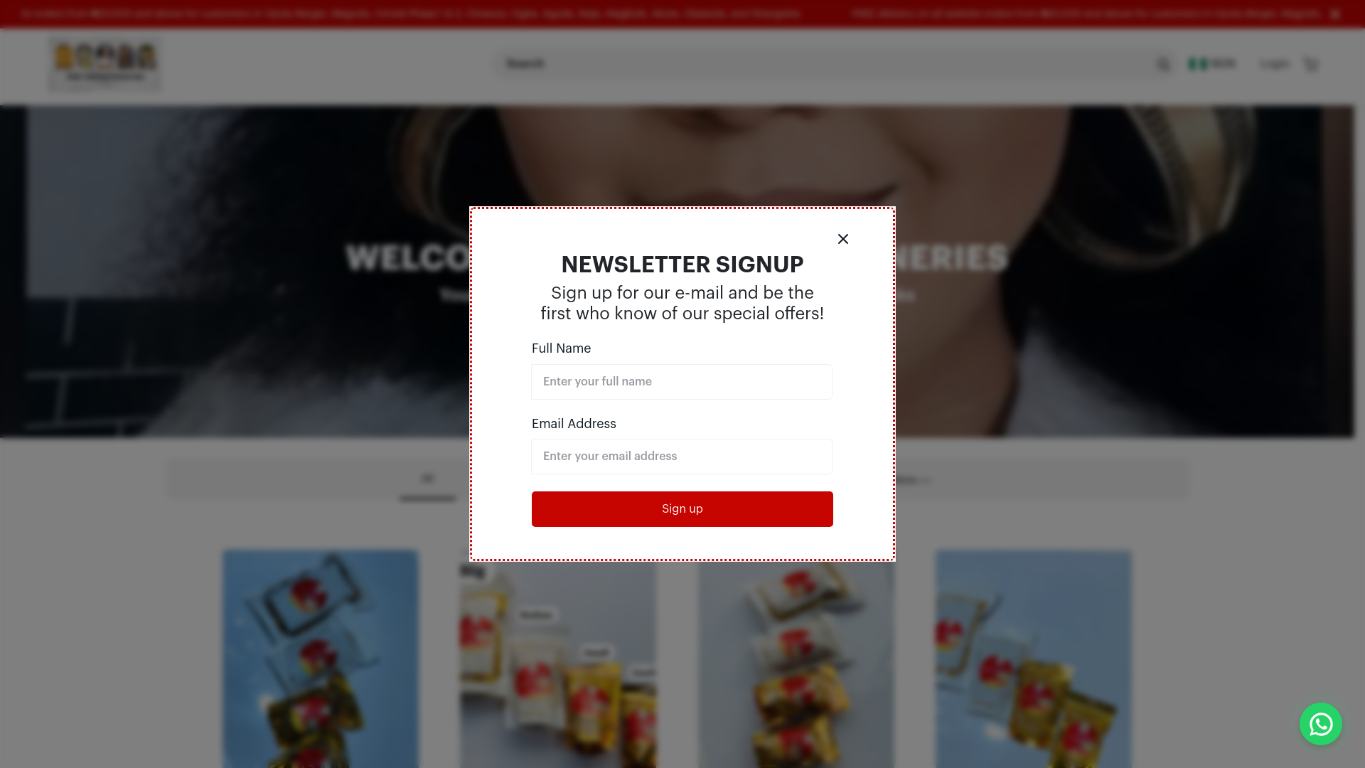 website screenshot of https://tomconfectioneries.com/