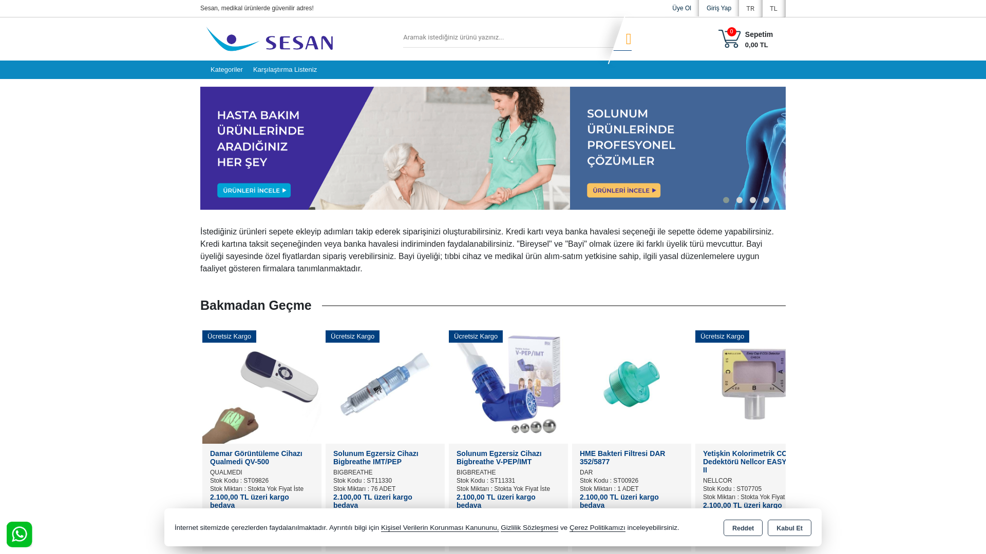 website screenshot of https://shop.sesanltd.com.tr/