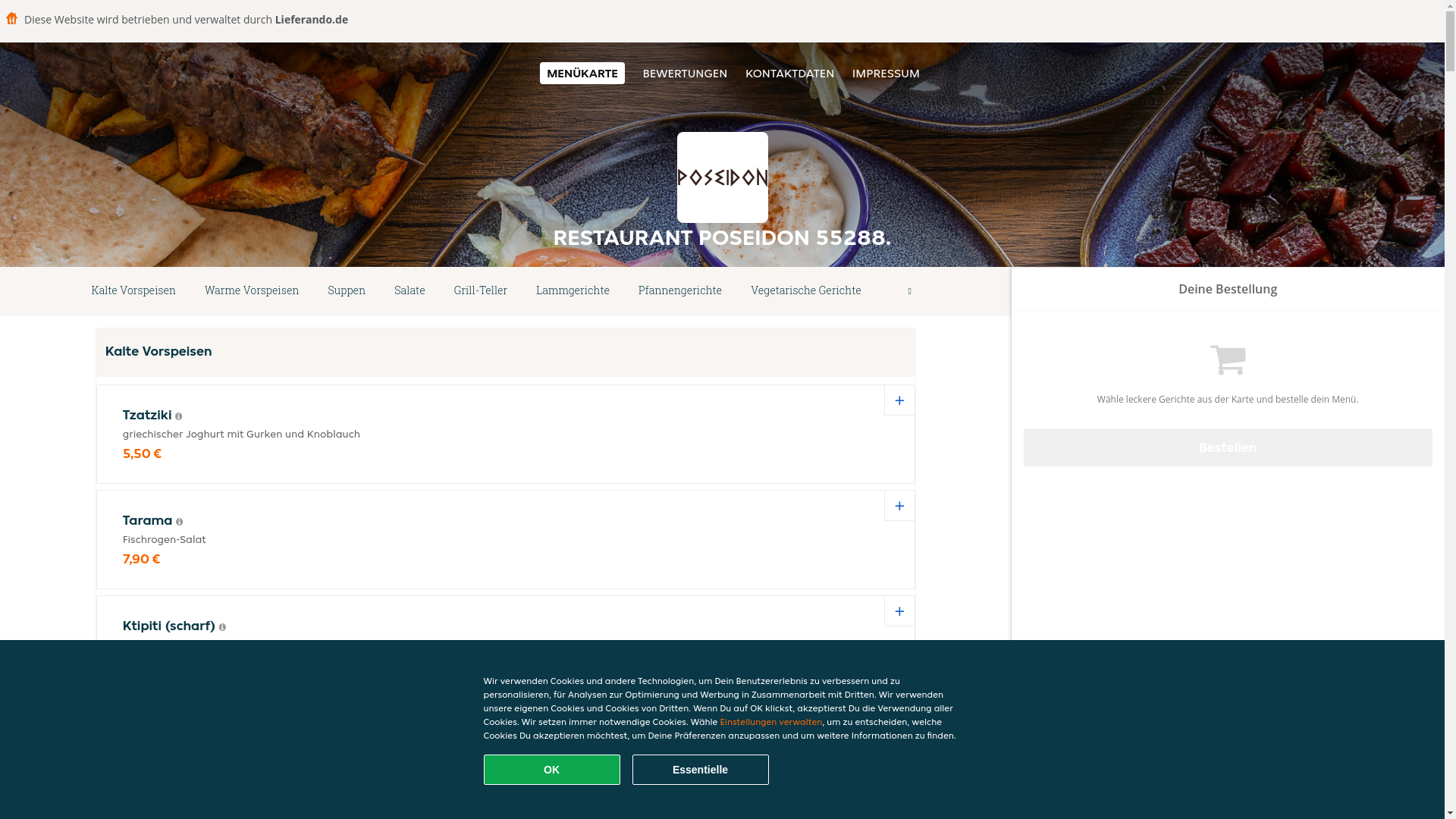 website screenshot of https://restaurantposeidon-udenheim.de/