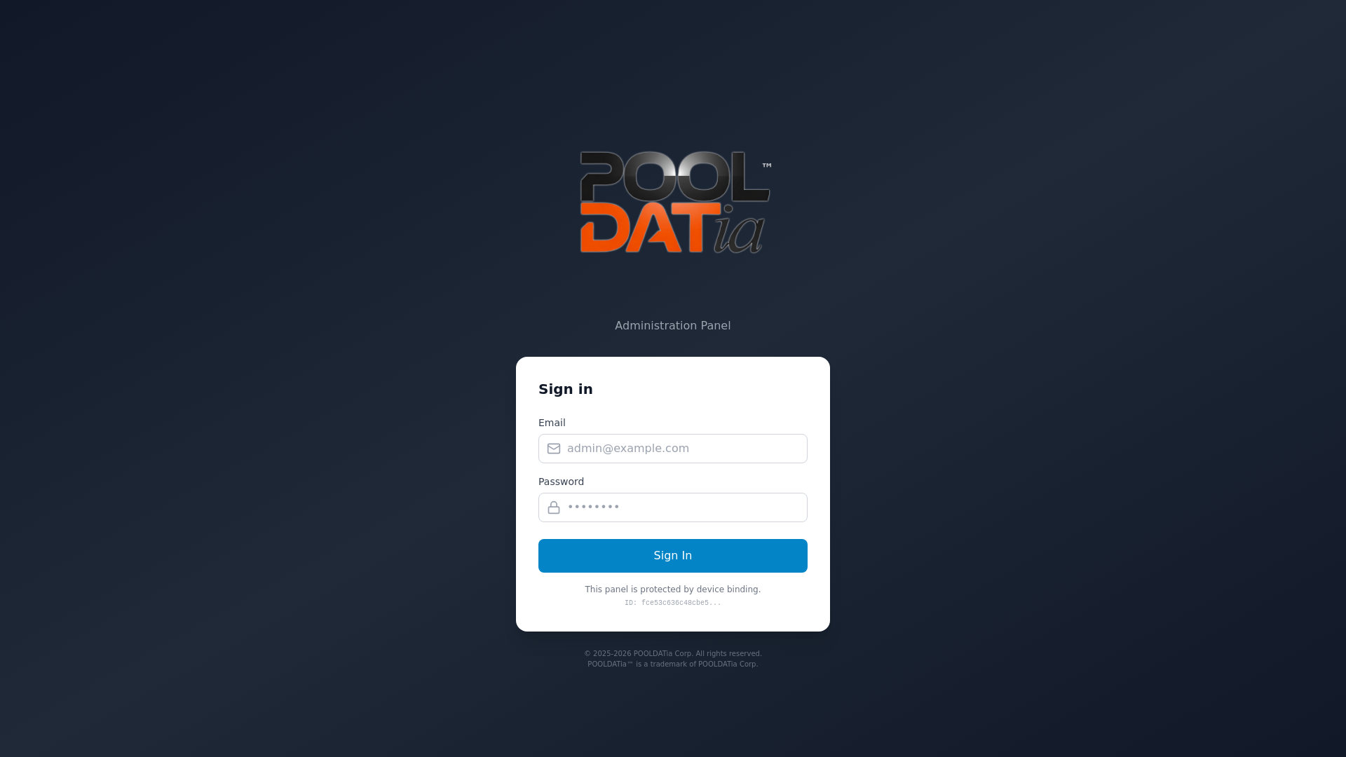website screenshot of https://pooldatia-admin.pages.dev/