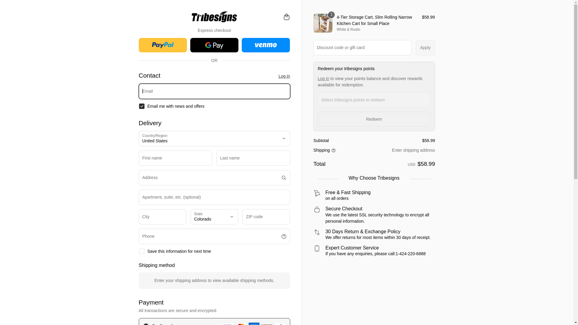 website screenshot of https://tribesigns.com/checkouts/cn/hWN1hemXJF0TMpvya5EcFdnW?discount=