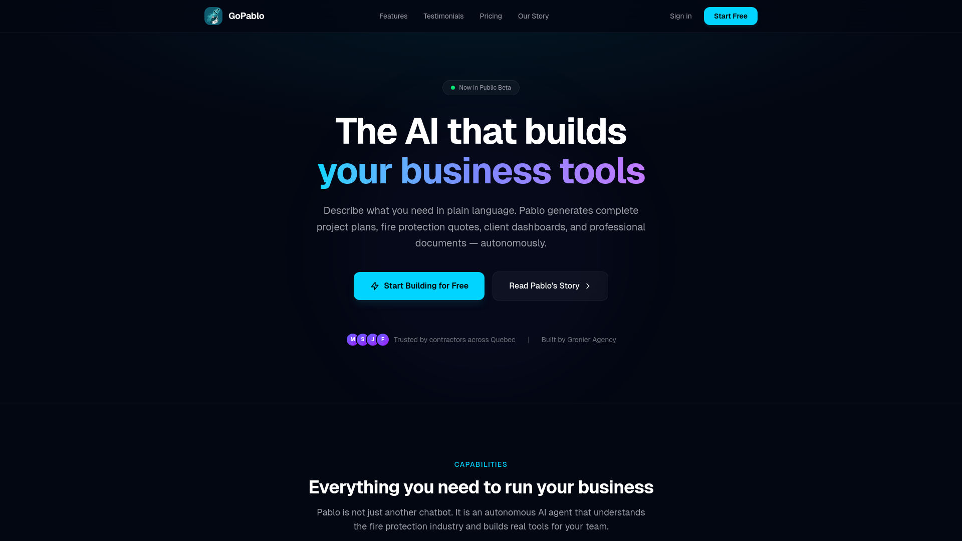 website screenshot of https://gopablo.app/