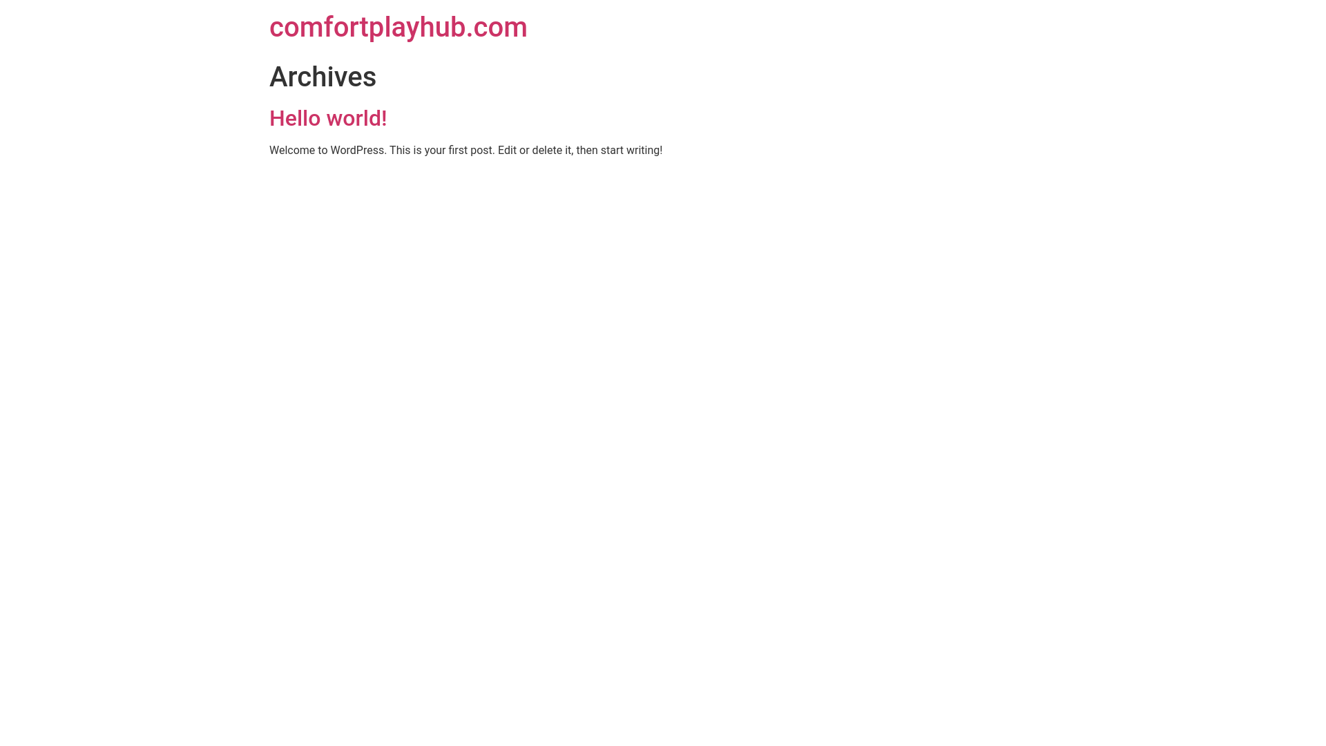 website screenshot of https://comfortplayhub.com/