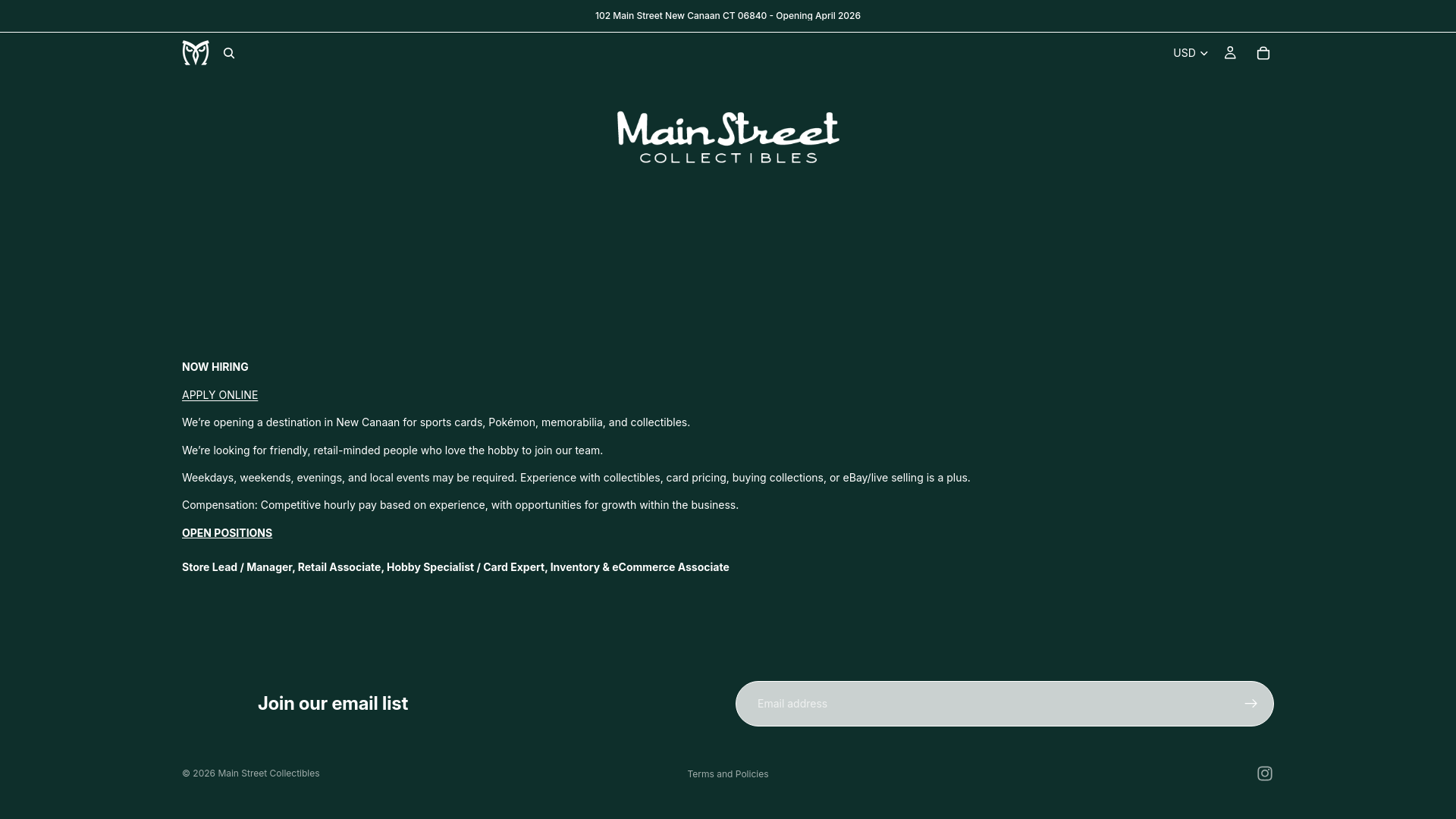 website screenshot of https://mainstreetnewcanaan.com