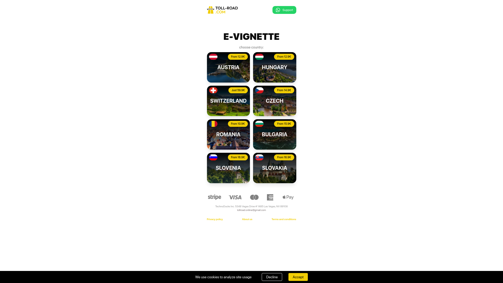 website screenshot of https://vignette-pay.com/