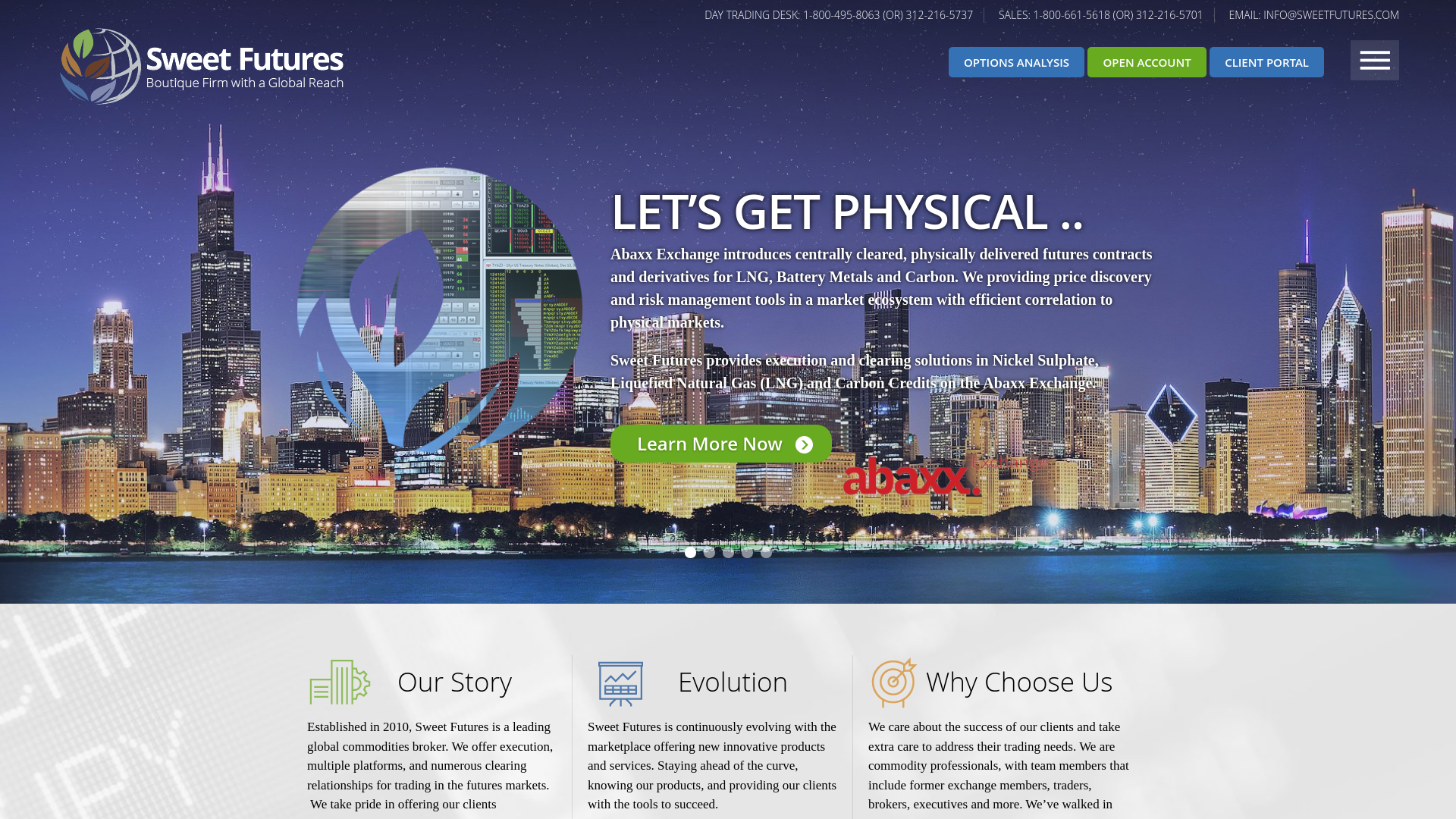 website screenshot of https://sweetfutures.com/