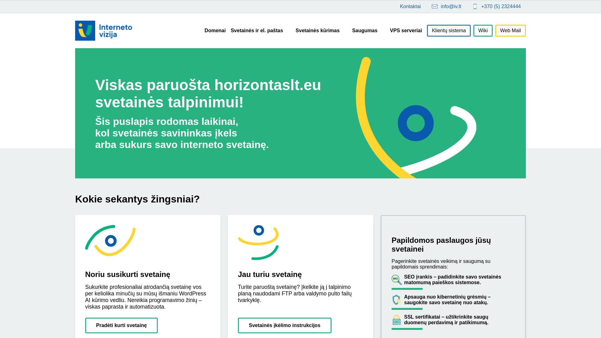 website screenshot of https://horizontaslt.eu/