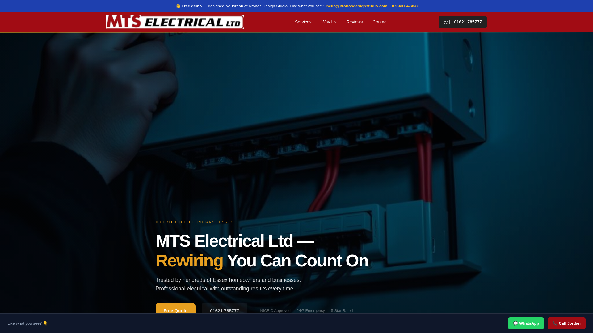 website screenshot of https://mts-electrical-ltd-kronos-demo.pages.dev/