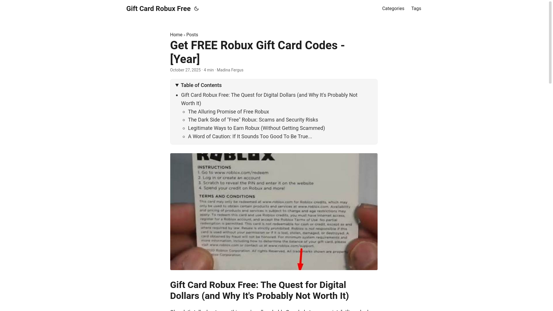 website screenshot of https://gift-card-robux-free.pages.dev/