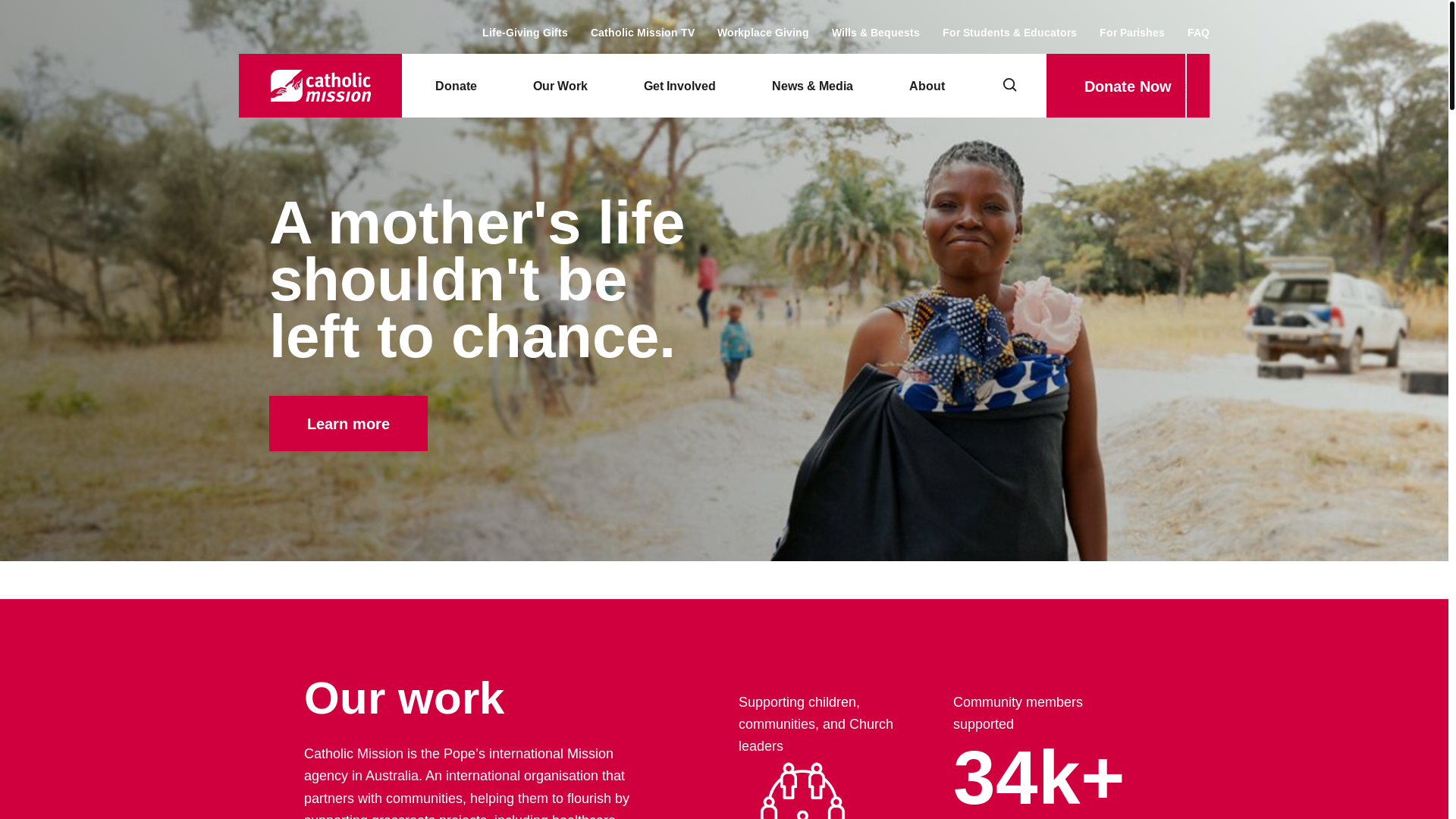 website screenshot of https://www.catholicmission.org.au/