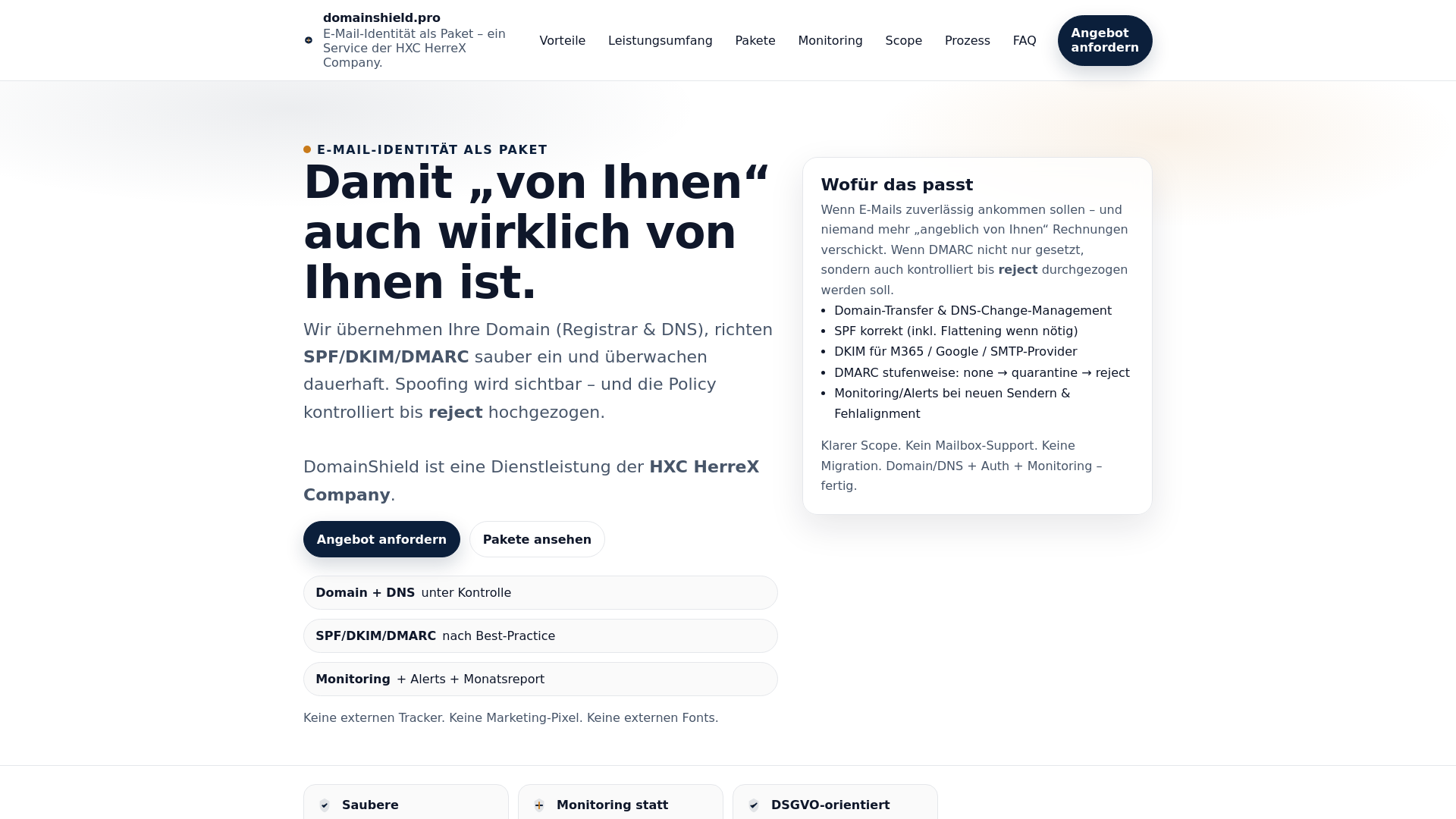 website screenshot of https://domainshield.pro/
