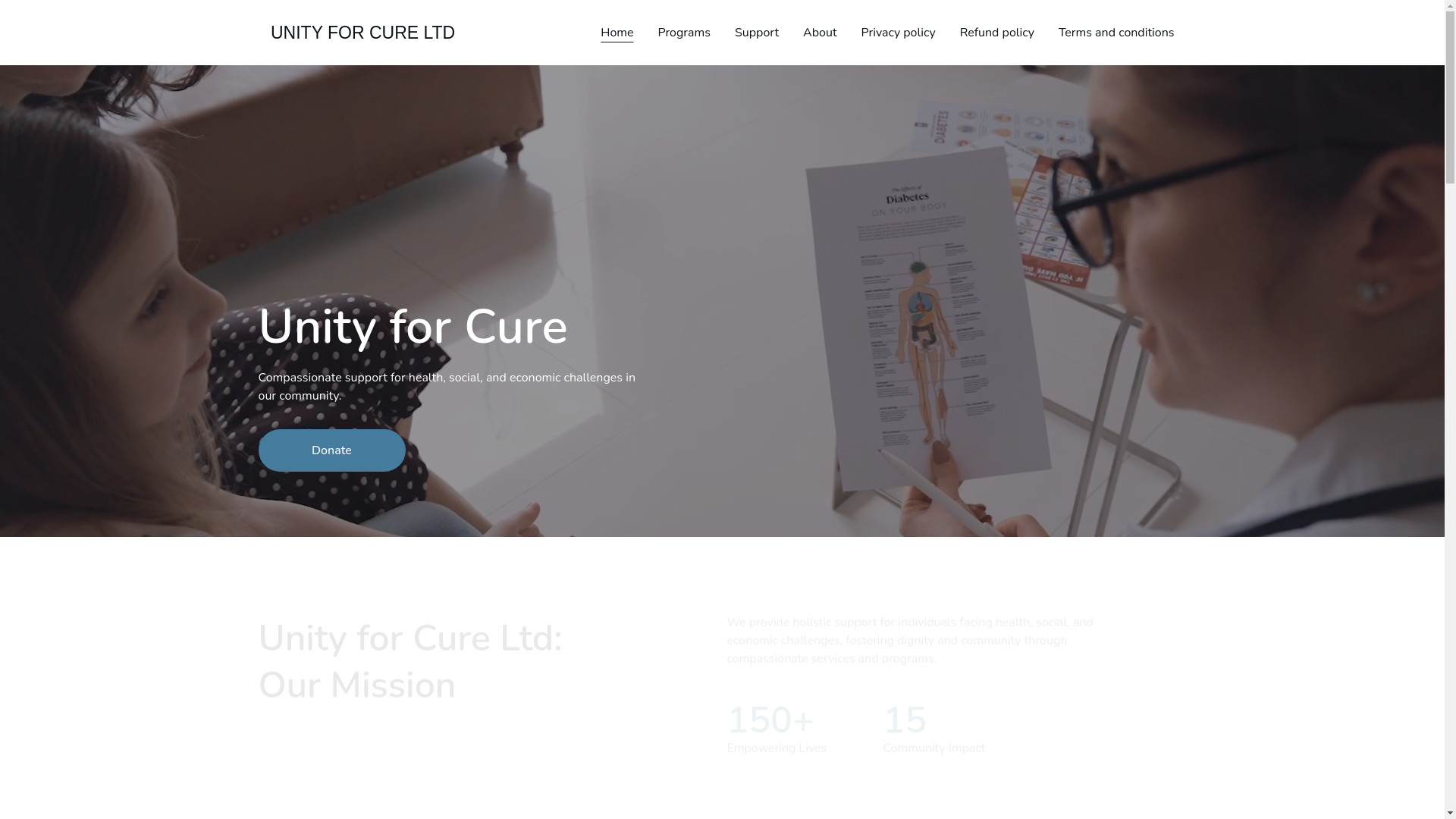 website screenshot of https://unityforcure.cloud/