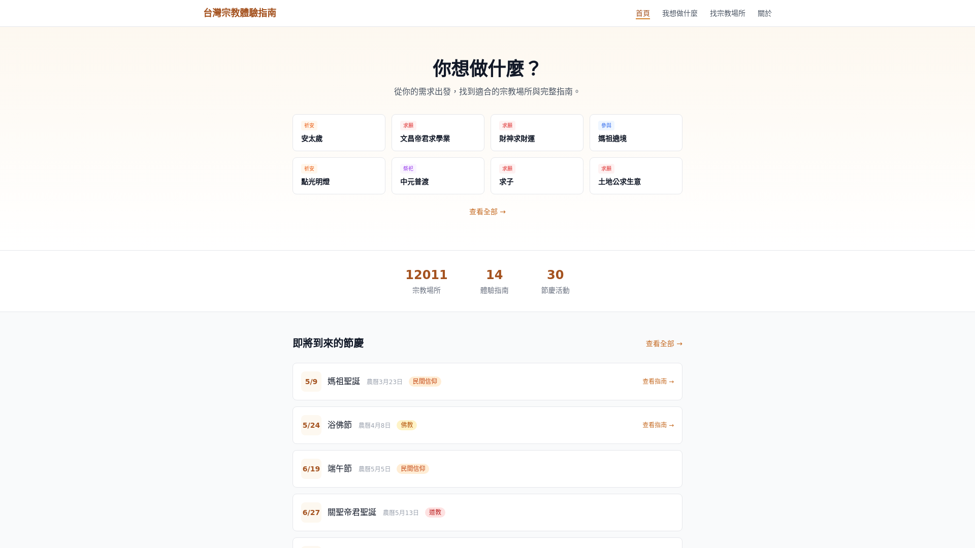 website screenshot of https://taiwan-religion.pages.dev/