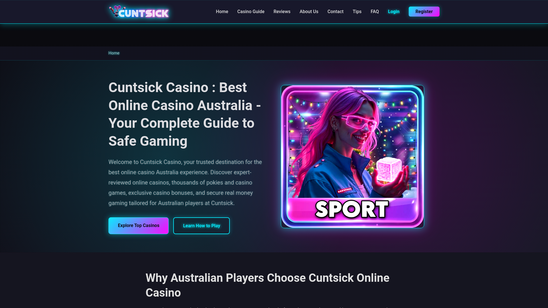 website screenshot of https://cuntsick-aus.com