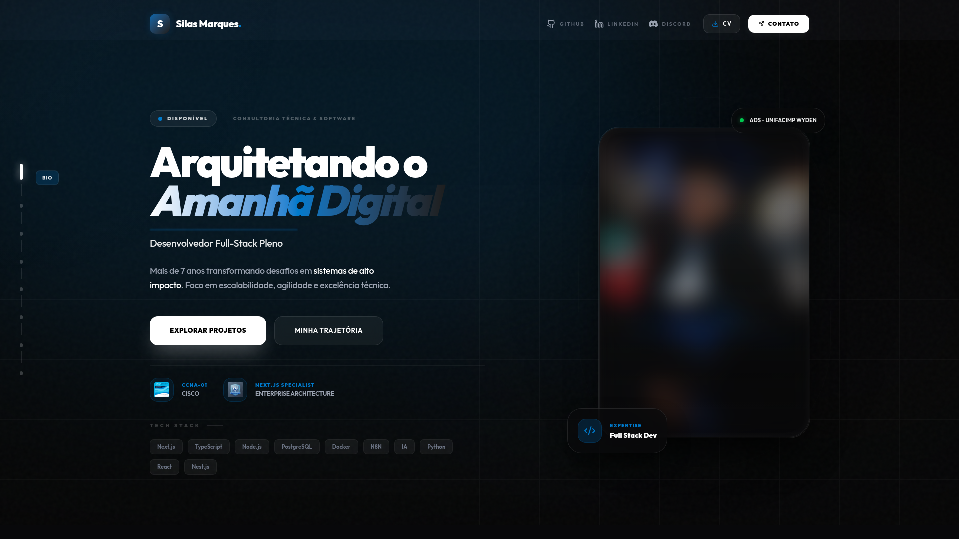 website screenshot of https://marquesfullstack.com.br/