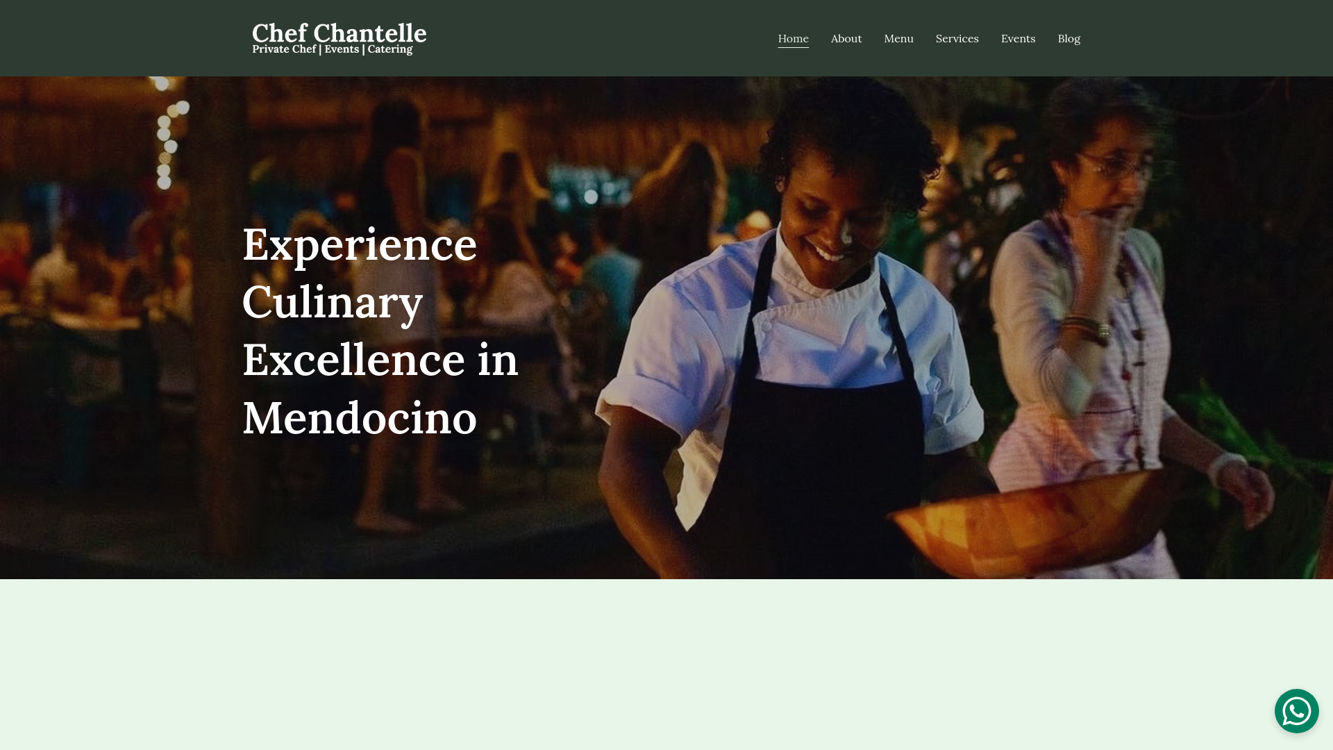 website screenshot of https://mendocinochef.com/
