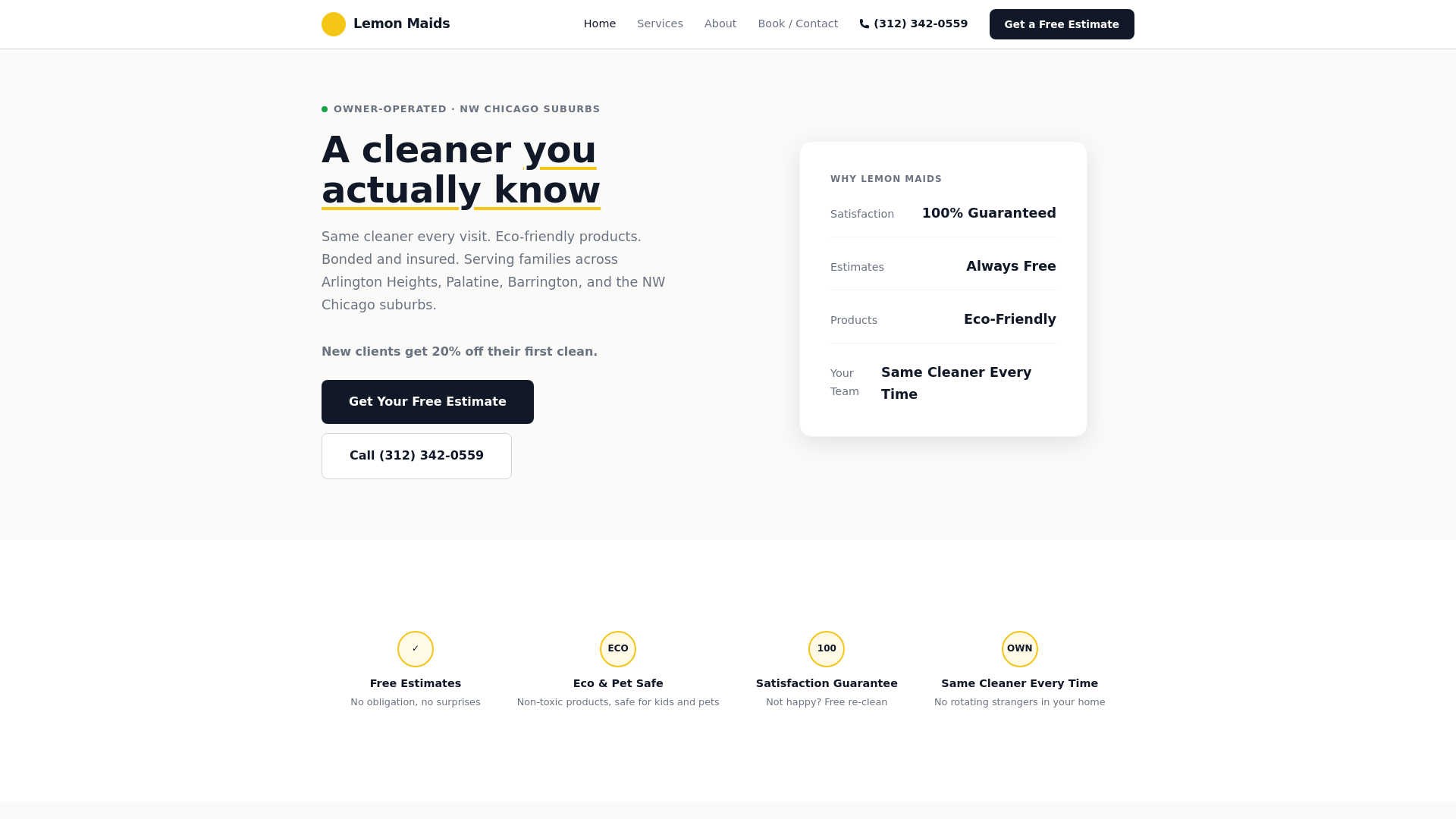 website screenshot of https://lemonmaidsclean.com/