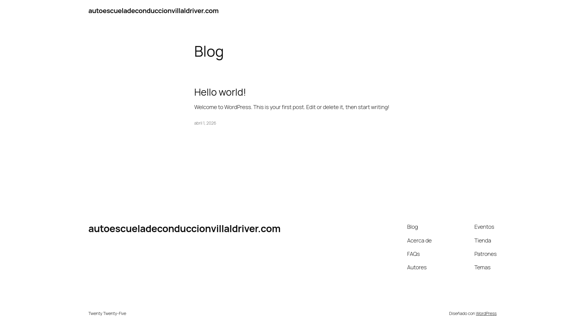 website screenshot of https://autoescueladeconduccionvillaldriver.com