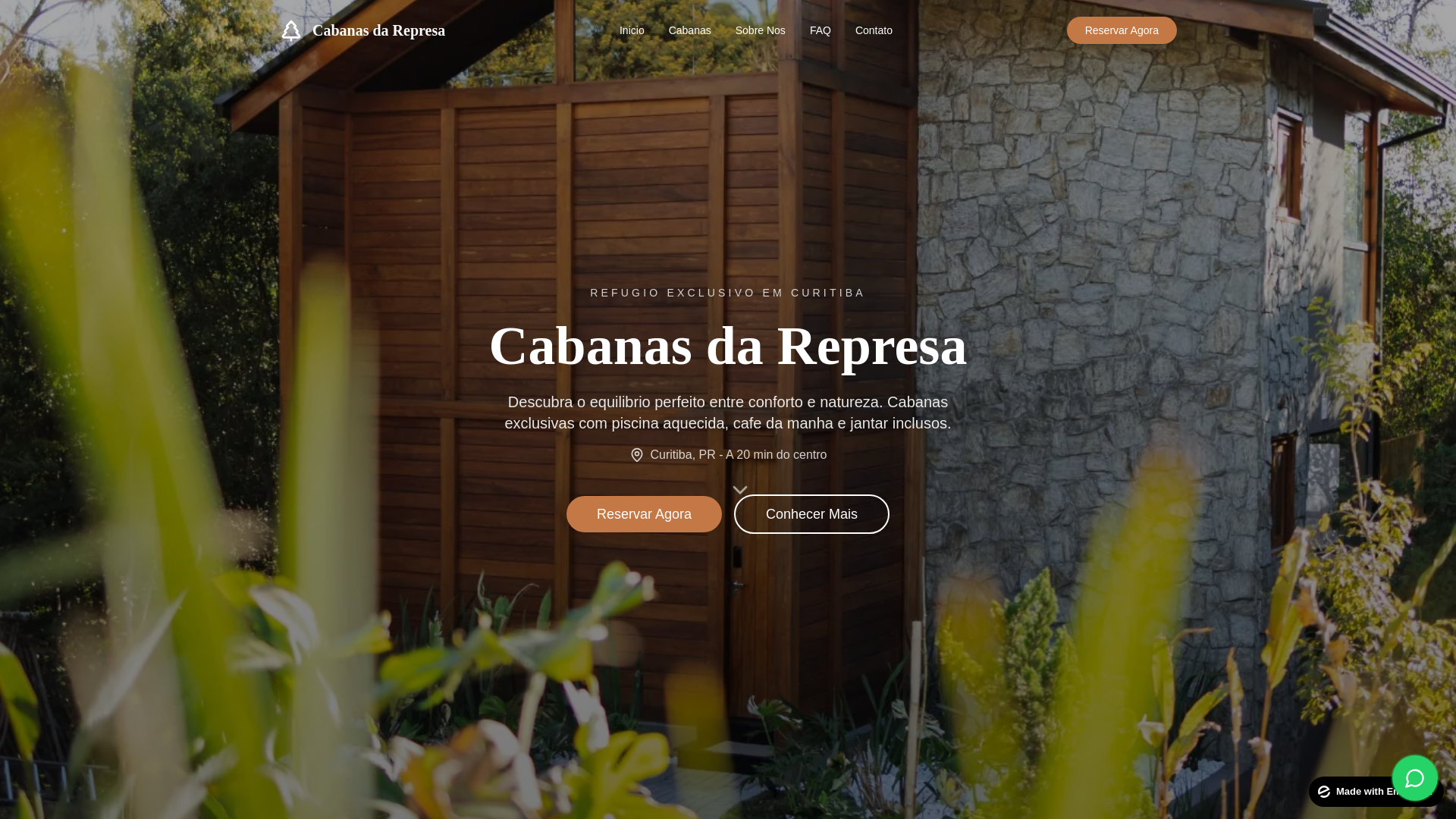 website screenshot of https://reservascabanadarepresa.com.br/