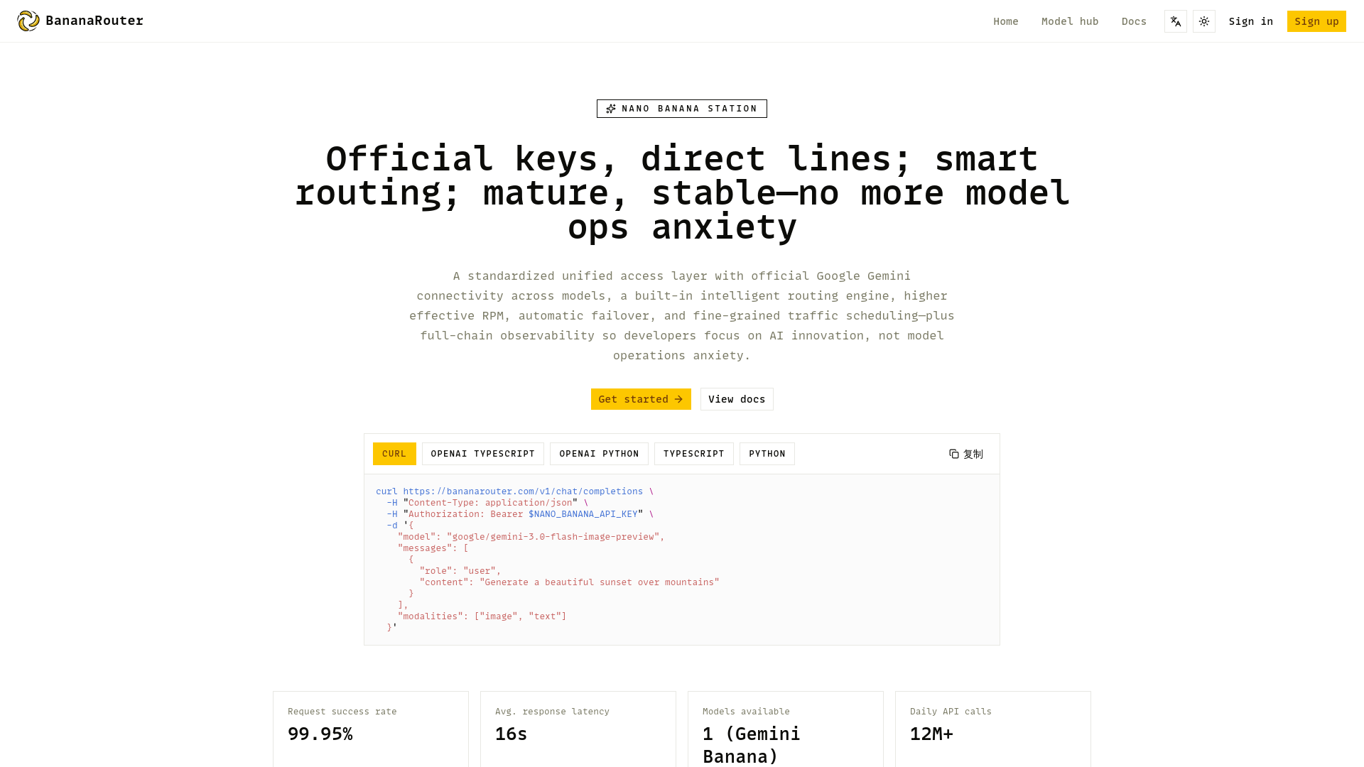 website screenshot of https://bananarouter.com