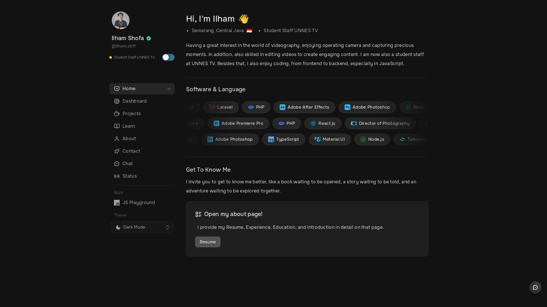 website screenshot of https://ilhame.id/