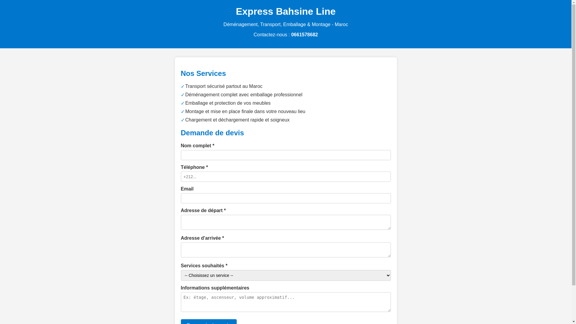 website screenshot of https://expressbahsine.ma/