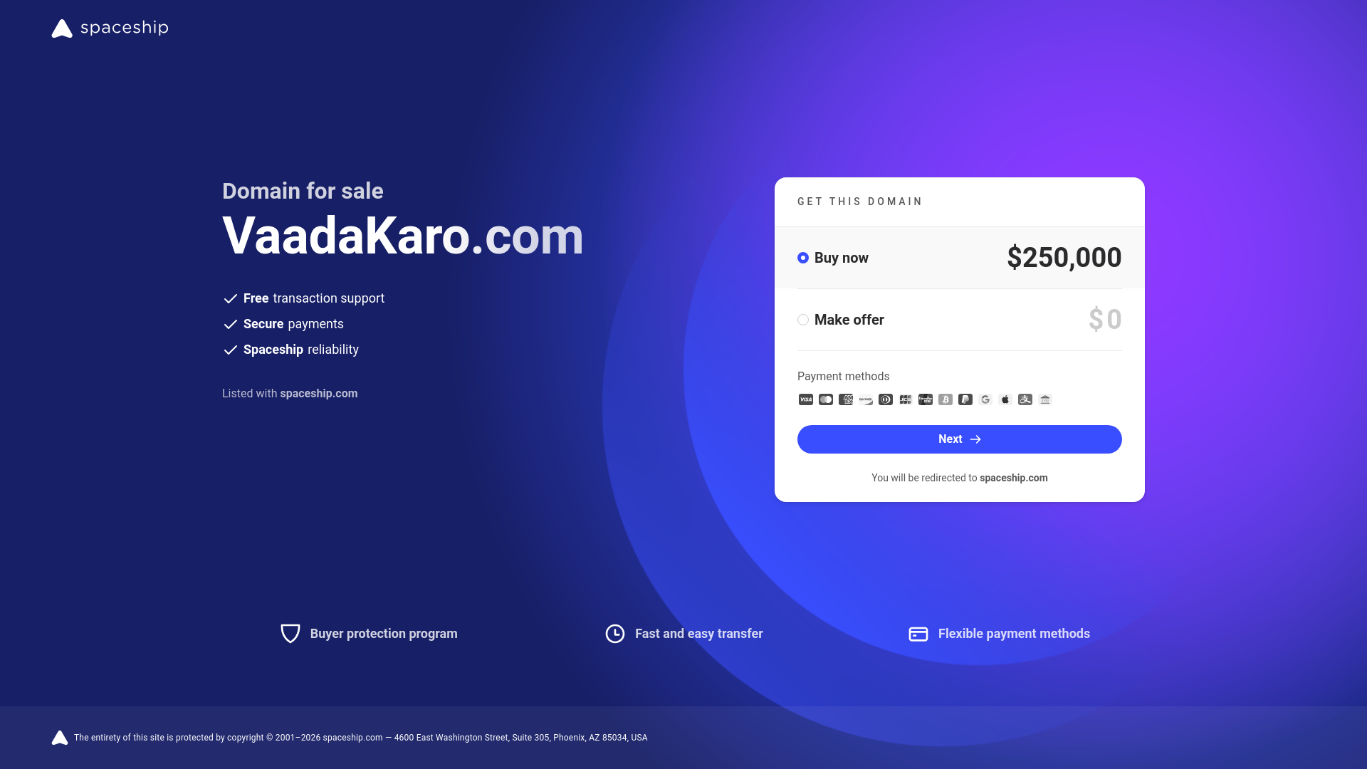website screenshot of https://vaadakaro.com/