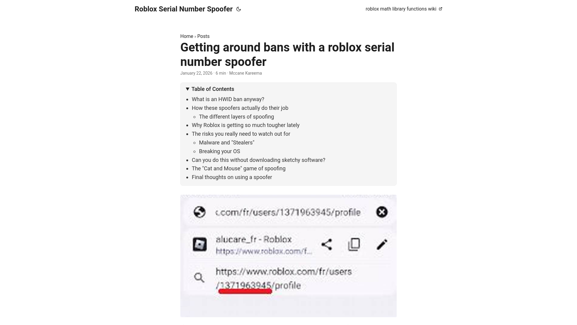 website screenshot of https://roblox-serial-number-spoofer.pages.dev/