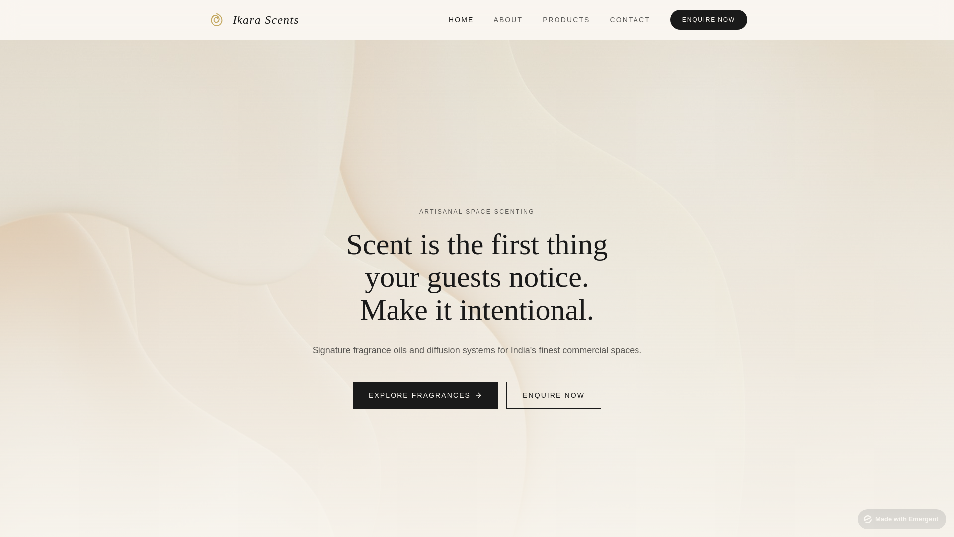 website screenshot of https://ikarascents.com