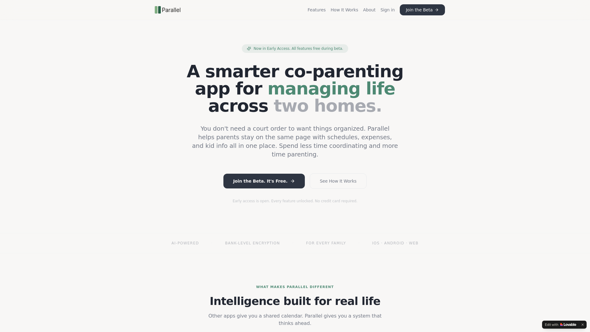 website screenshot of https://parallelcoparenting.com/