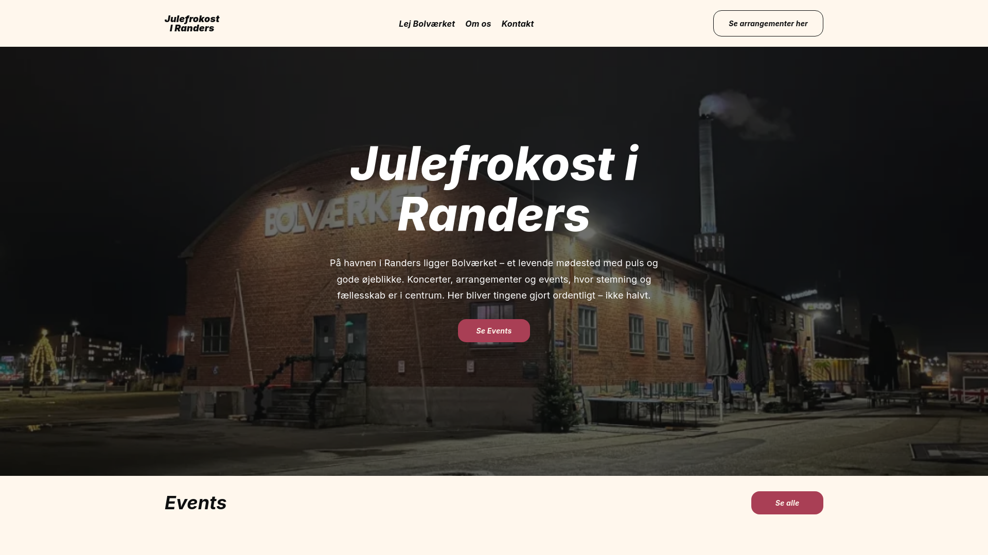 website screenshot of https://julefrokostiranders.dk/