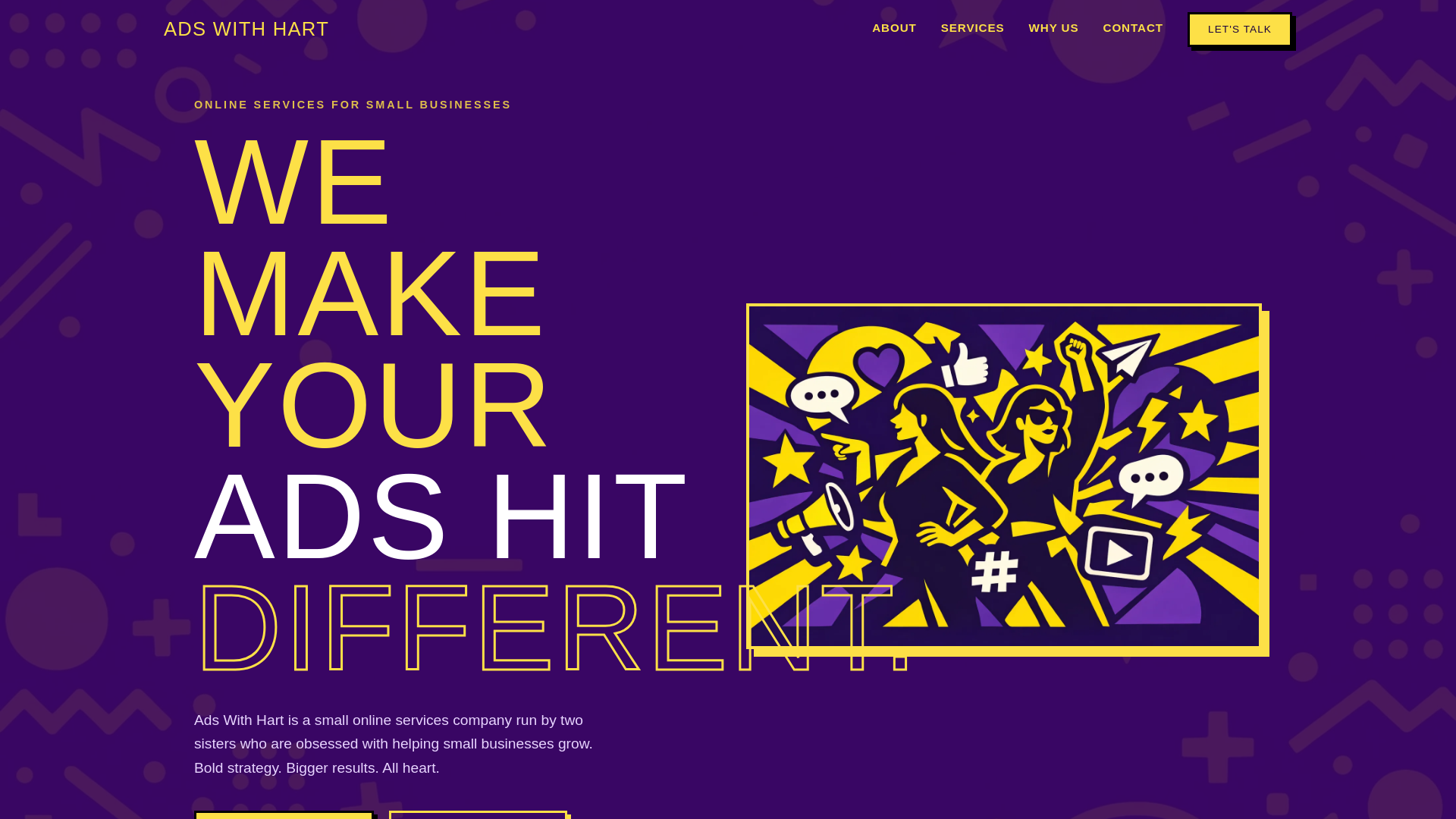 website screenshot of https://adswithhart.com/