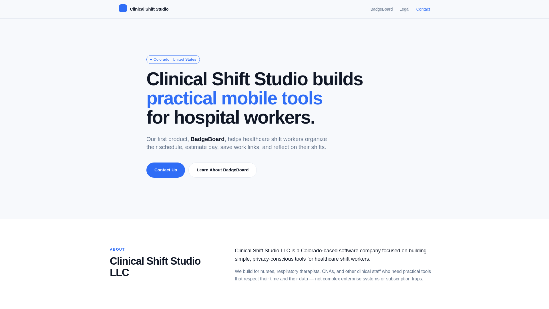 website screenshot of https://clinicalshiftstudio.com/