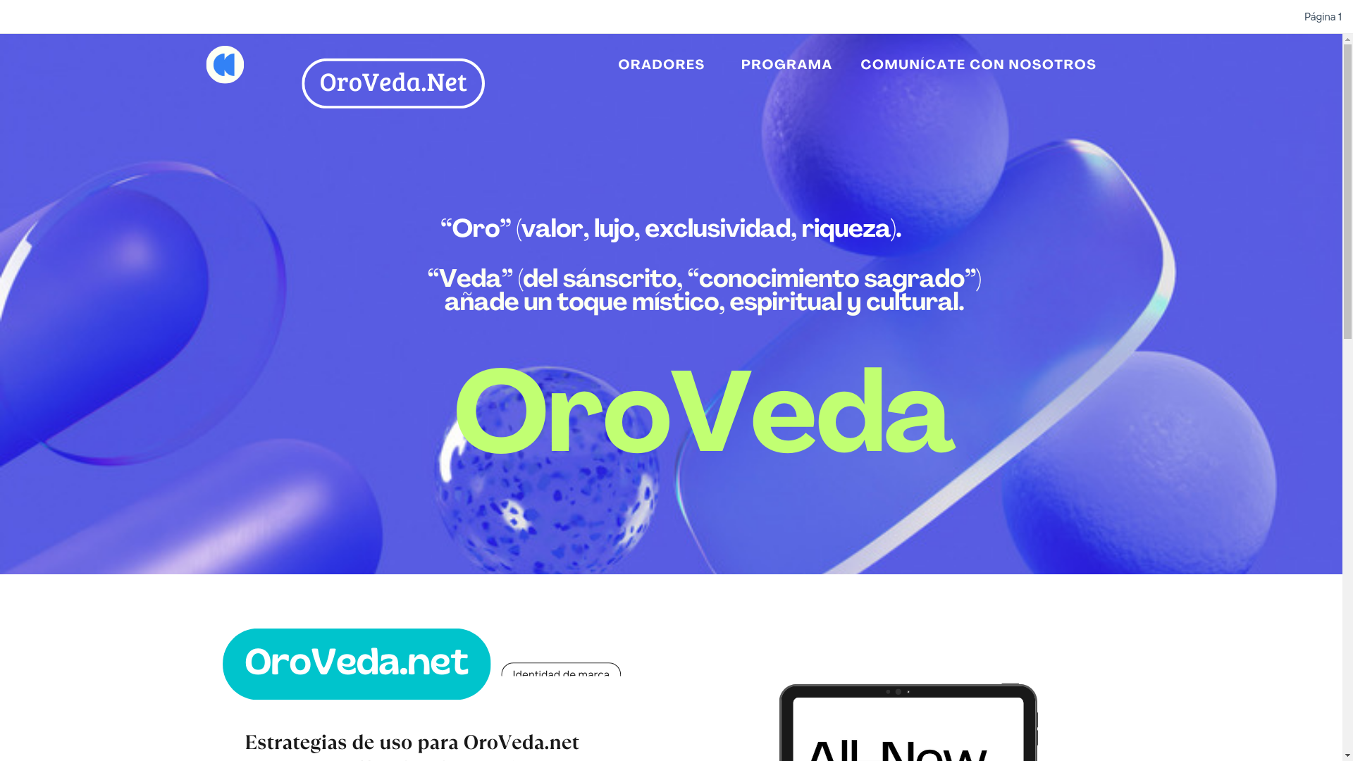 website screenshot of https://oroveda.net/