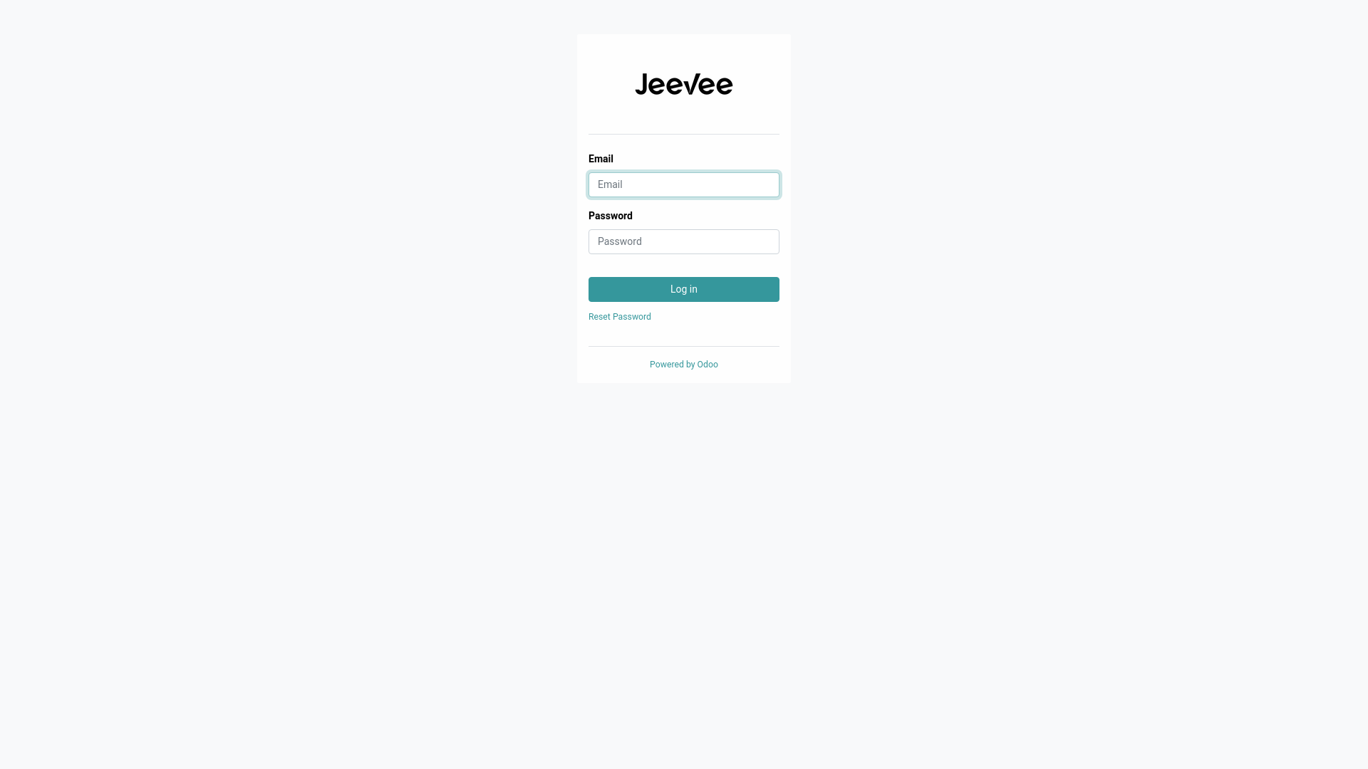 website screenshot of https://odoo.jeevee.com/
