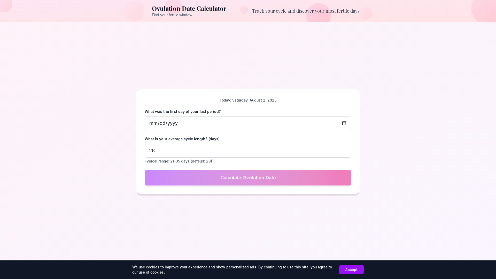 website screenshot of https://ovulationdatecalculator.org/