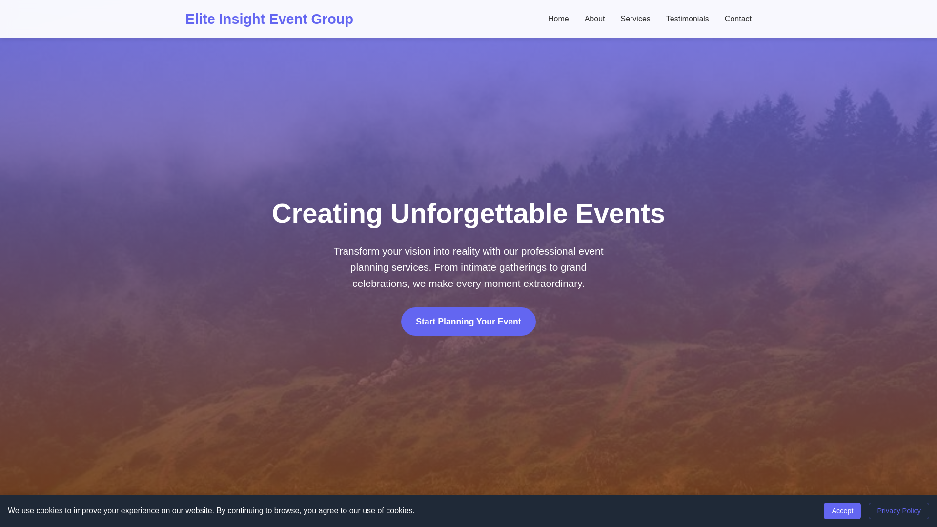 website screenshot of https://eliteinsighteventgroup.digital