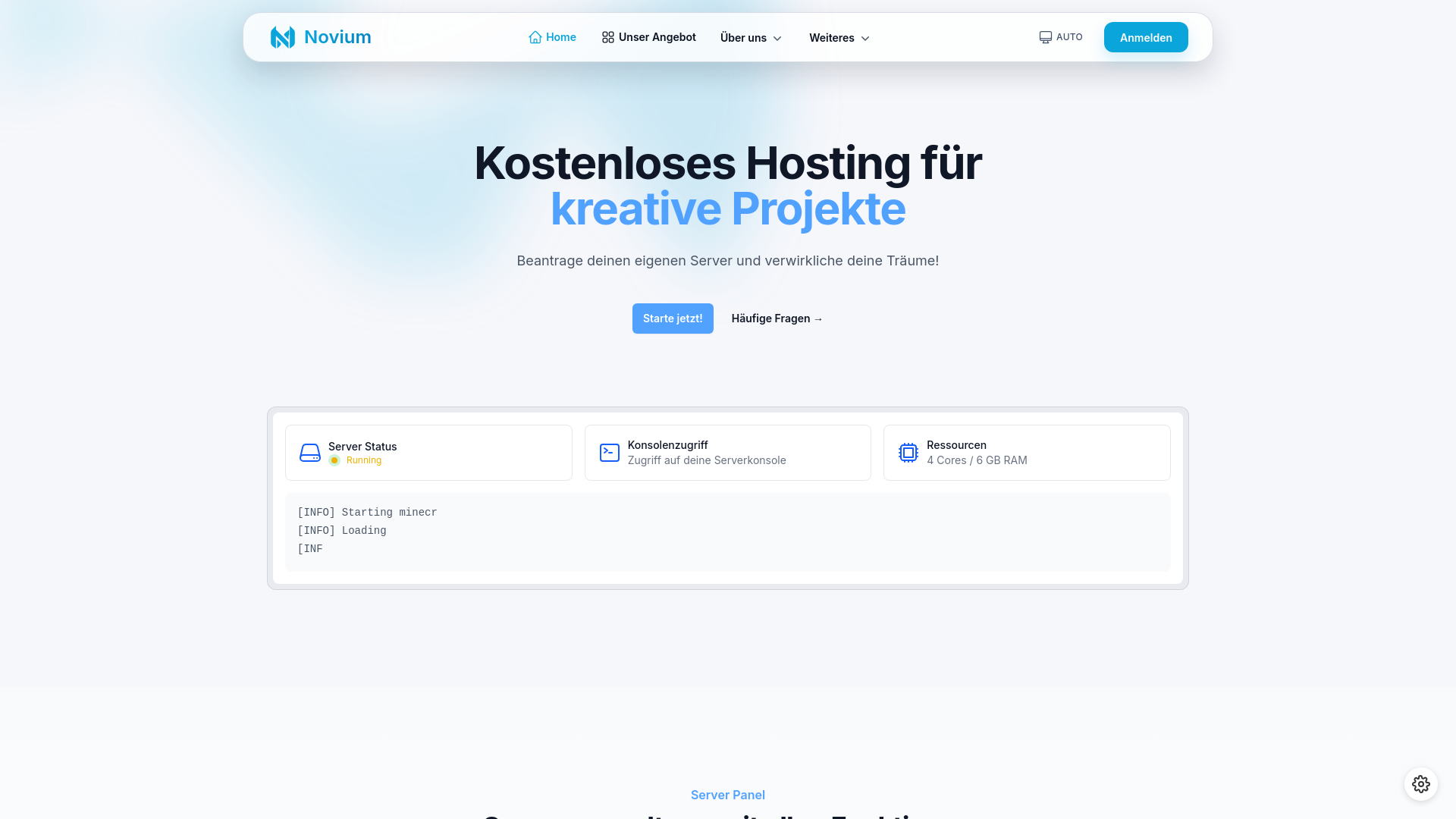 website screenshot of https://novium.world/