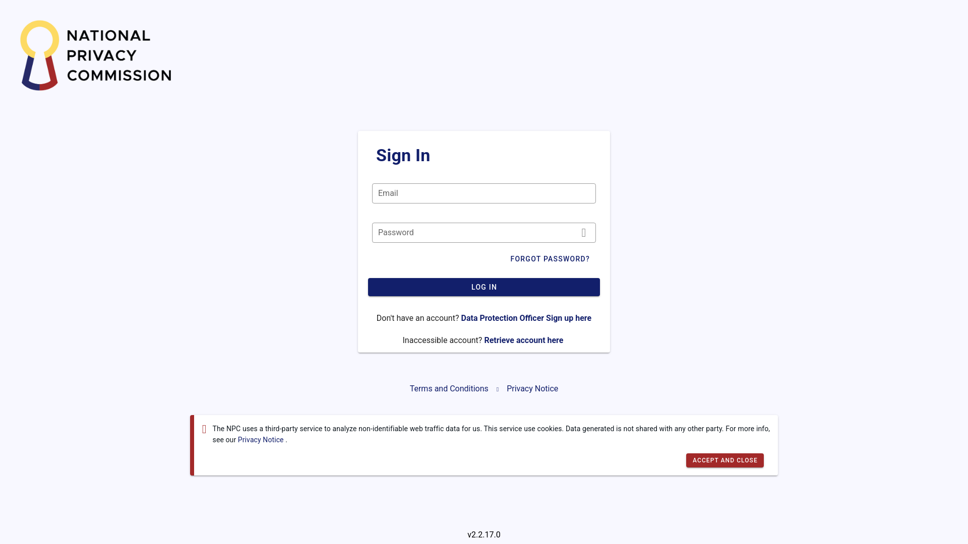 website screenshot of https://npcregistration.privacy.gov.ph/