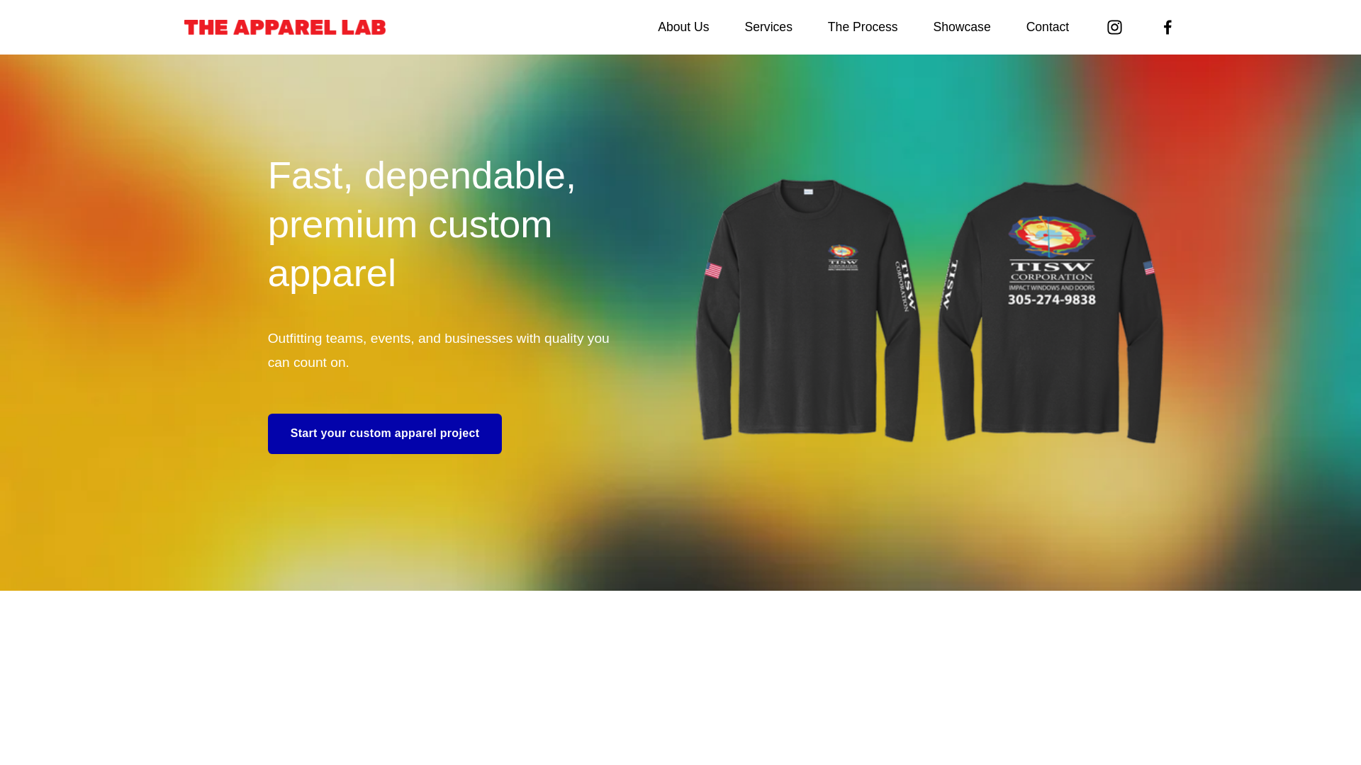 website screenshot of https://theapparellabteam.com/