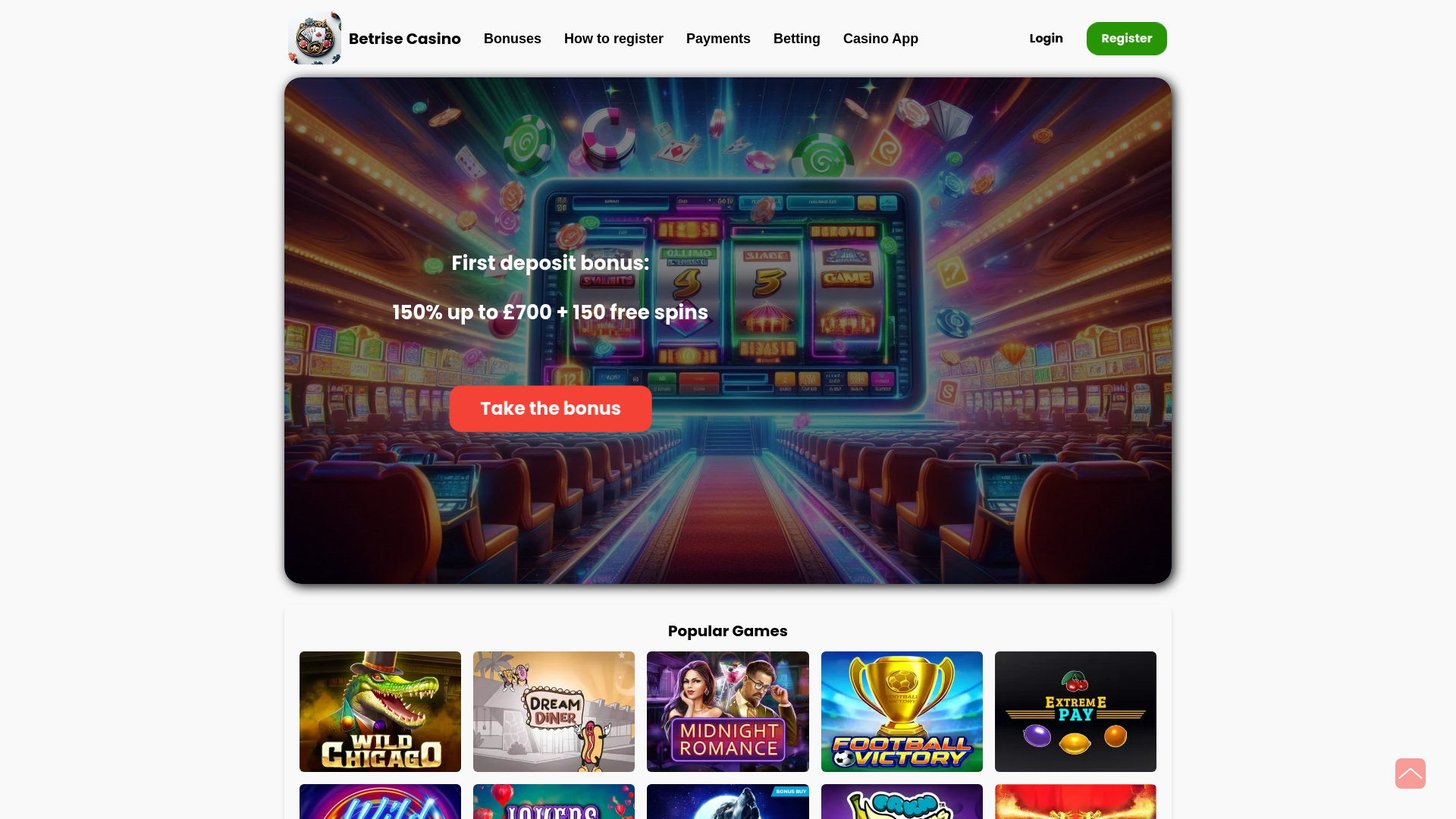 website screenshot of https://betrise.uk/