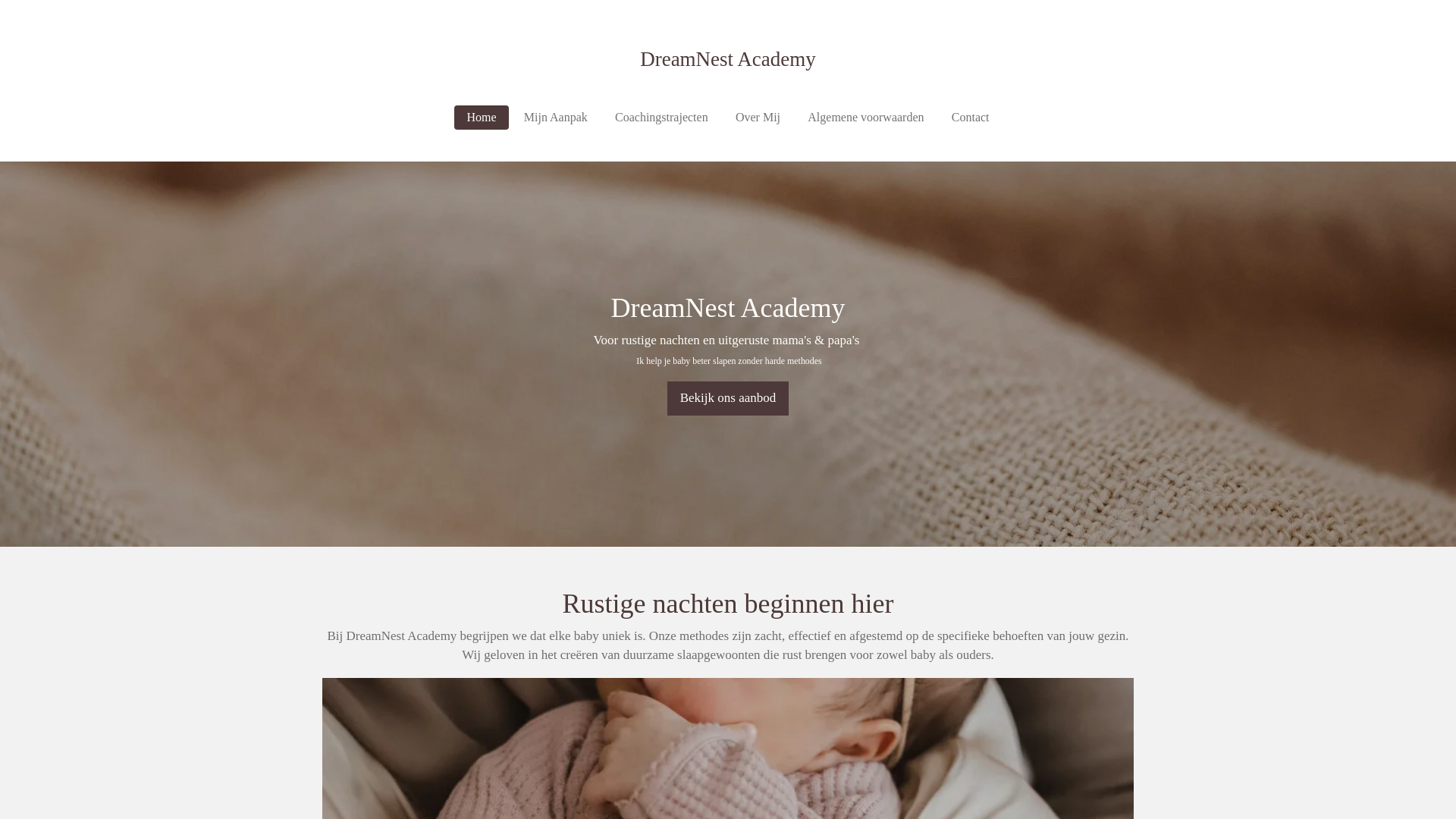 website screenshot of https://dreamnestacademy.nl