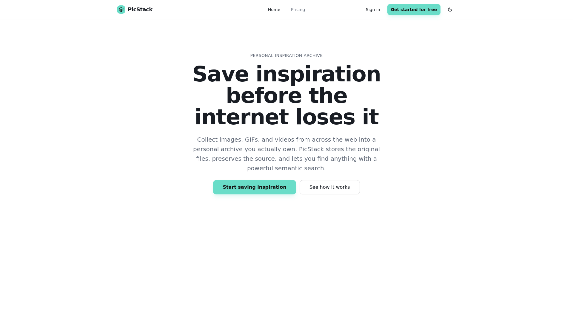 website screenshot of https://getpicstack.com/