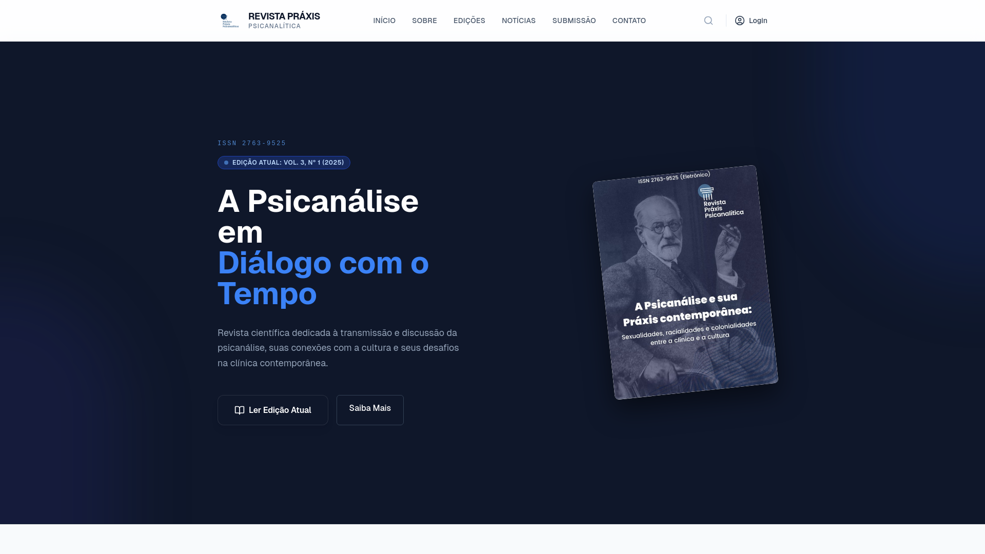website screenshot of https://revistapraxispsicanalitica.com.br